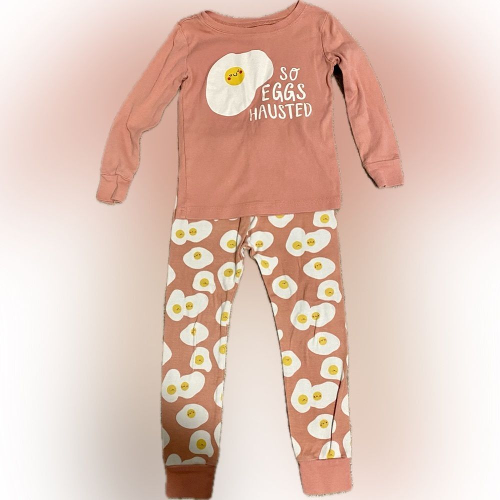 Old Navy Girls 3T Pink Egg-Print Long Sleeve Pajama Set